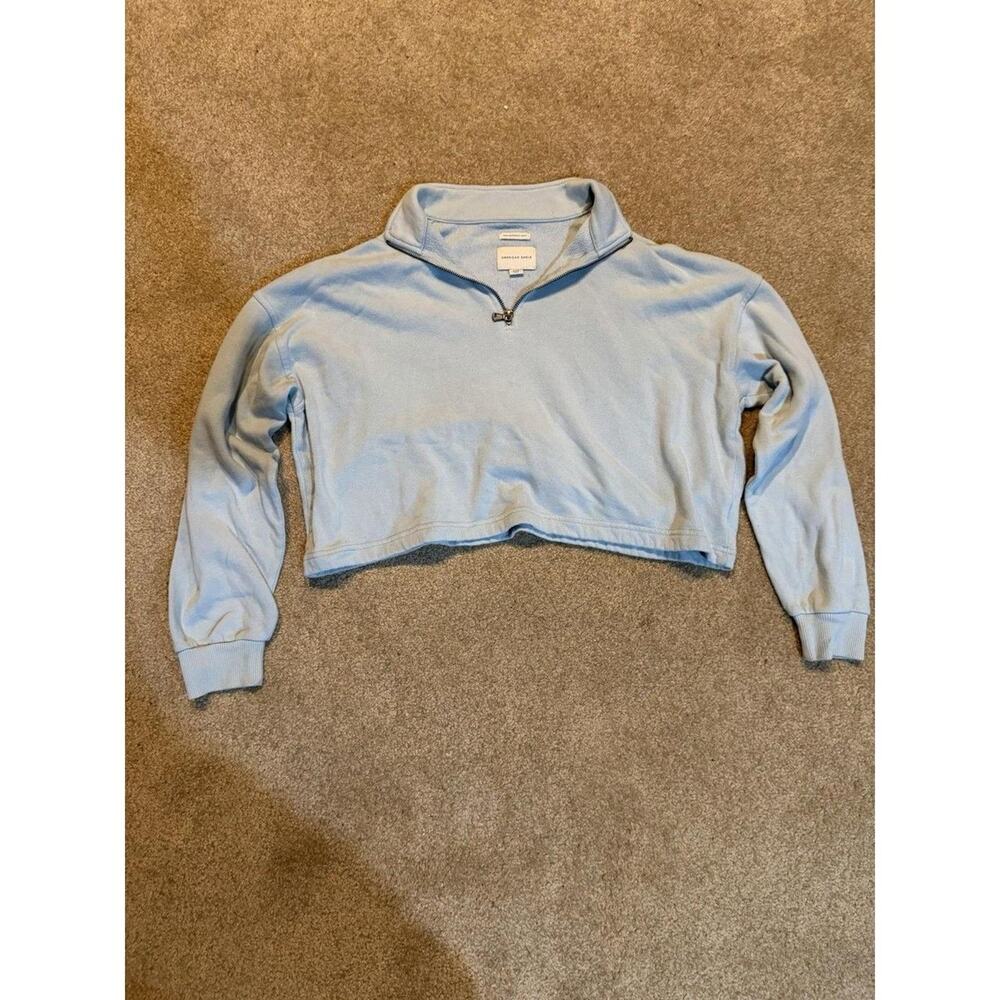 Women's American Eagle Ahh-Mazingly Soft Cropped Light Blue Sweater Size Medium